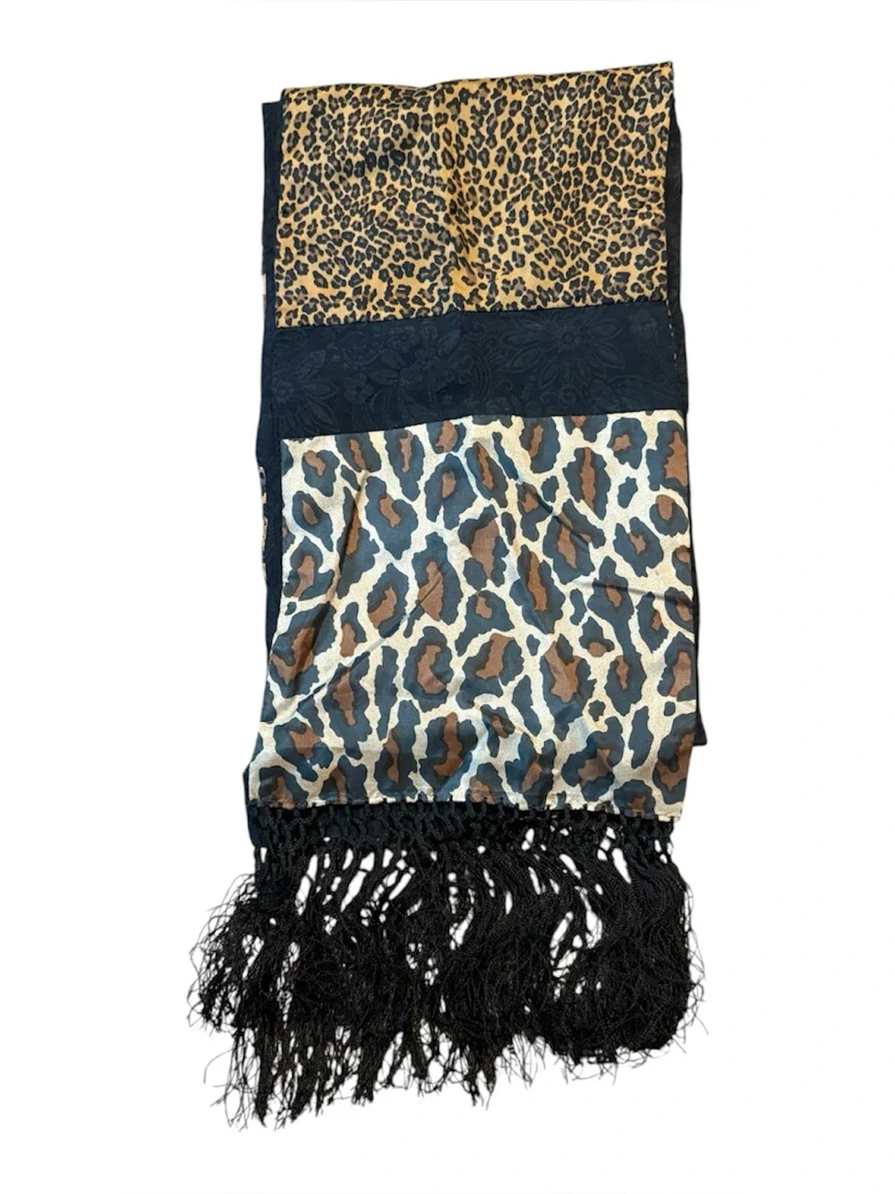 1990’s Vintage Animal Print Oblong Fashion Scarf, Mixed Prints, 60”